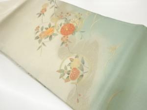 金彩丸に牡丹・菊・橘模様刺繍名古屋帯